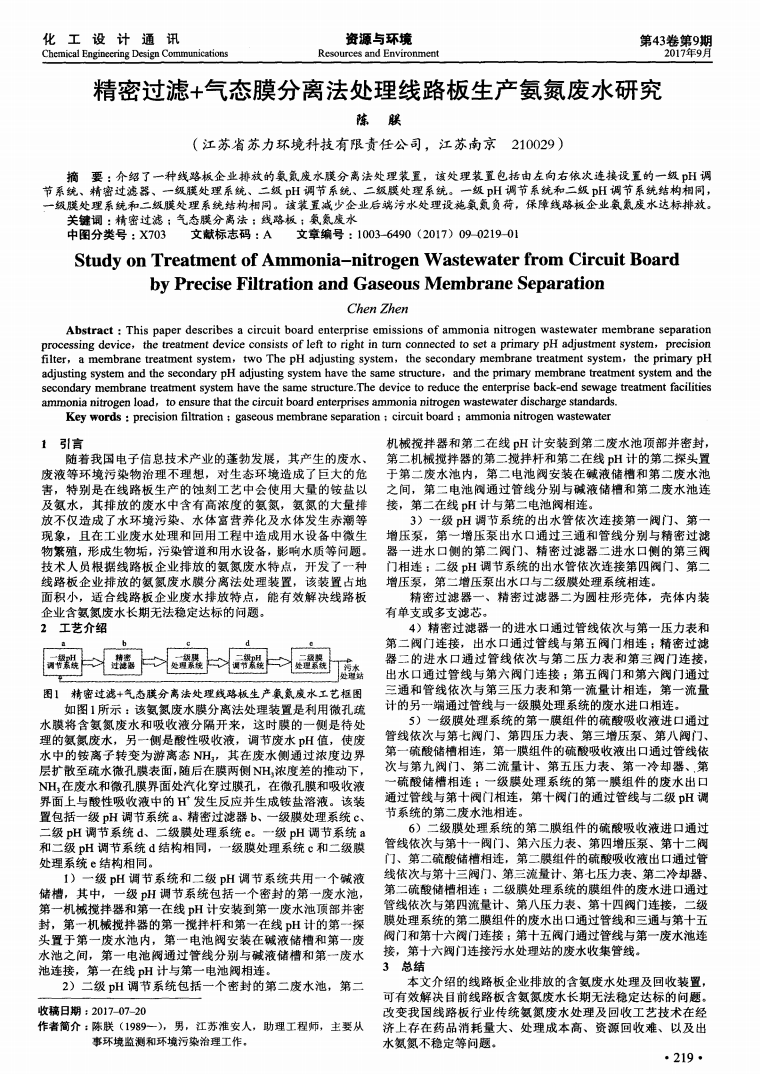 精密過(guò)濾+氣態(tài)膜分離法處理線路板生產(chǎn)氨氮廢水研究_00.png